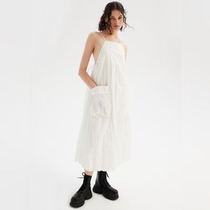 BNWT Urban Outfitters White Stephanie Crinkle Dress - Size Small